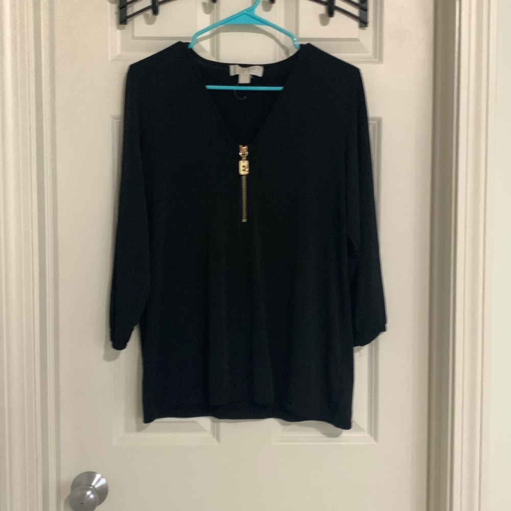 MICHAEL Michael Kors Black Top with Gold Zipper